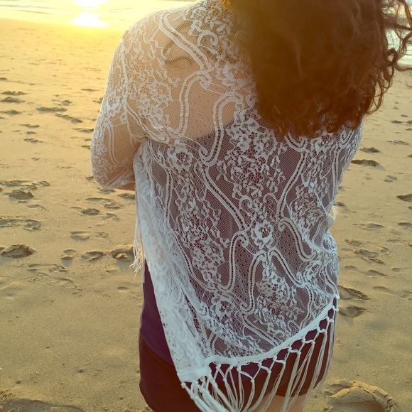 Lace Fringe Kimono - Picture 2 of 3