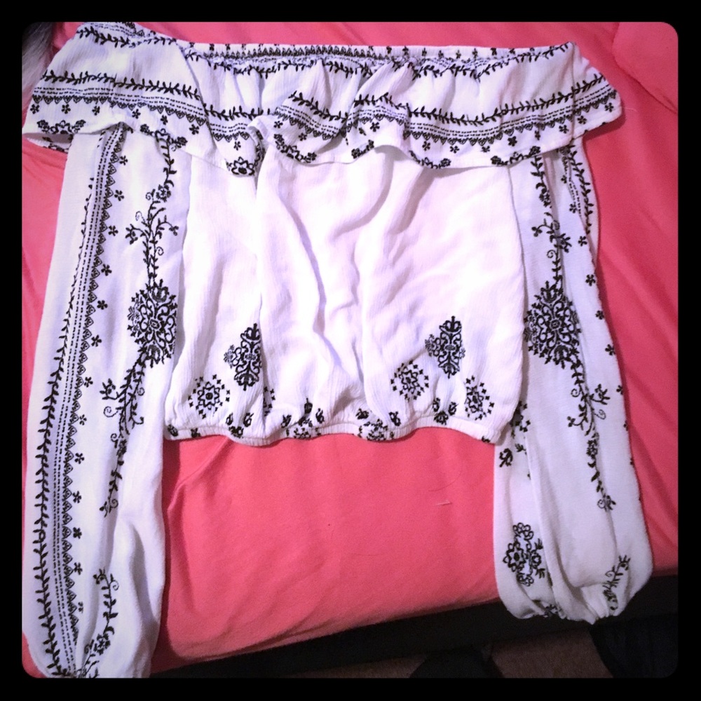 white off the shoulder crop top