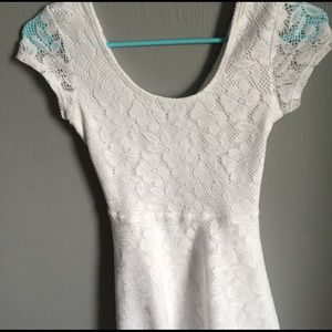 LACE SKATER DRESS WITH CRISS CROSS BACK