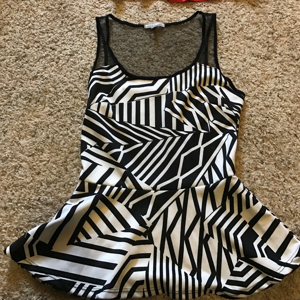 Dressy black and white tribal tank top