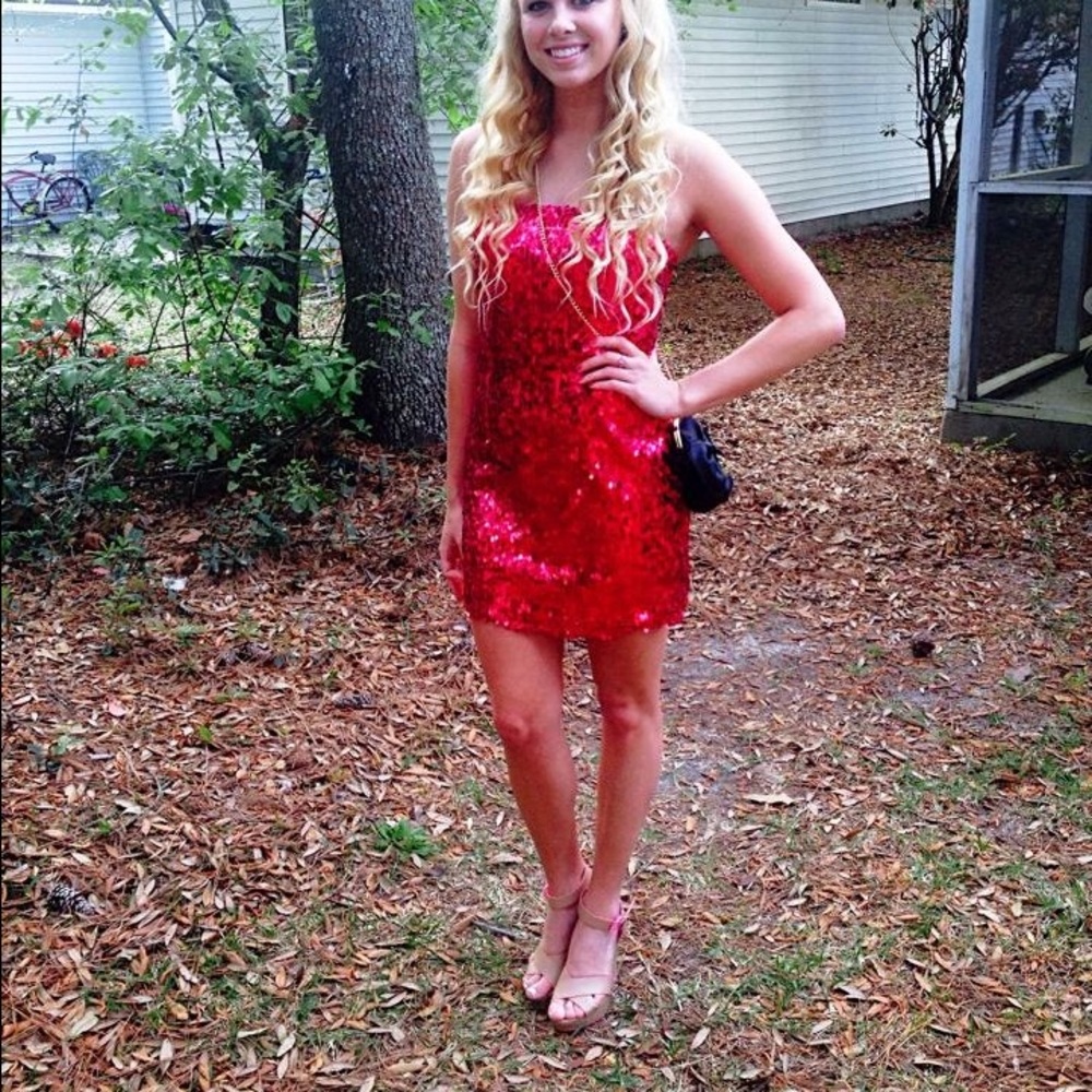 Pink sequin prom dress!