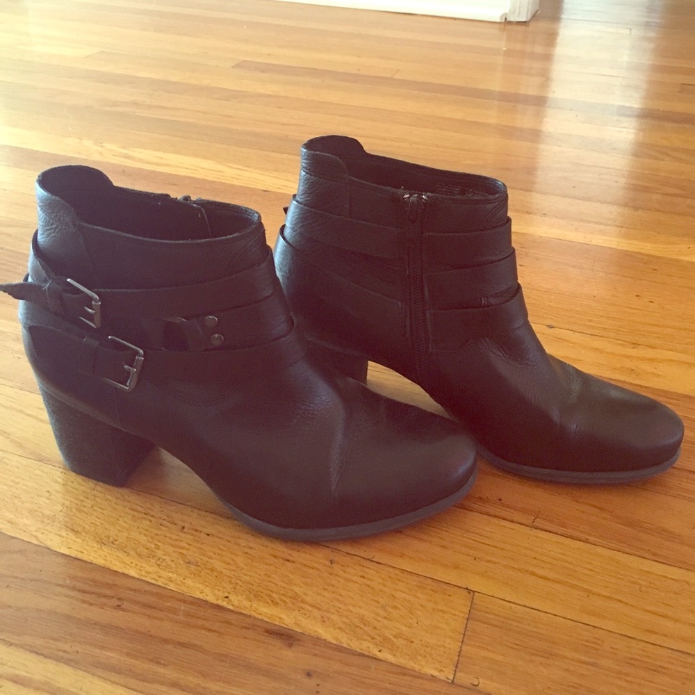 Black booties genuine leather 2" heel.