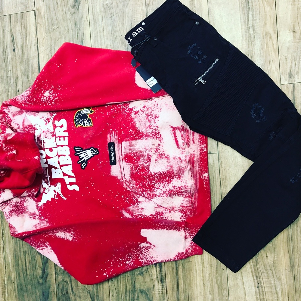 Jeans and sweatshirt