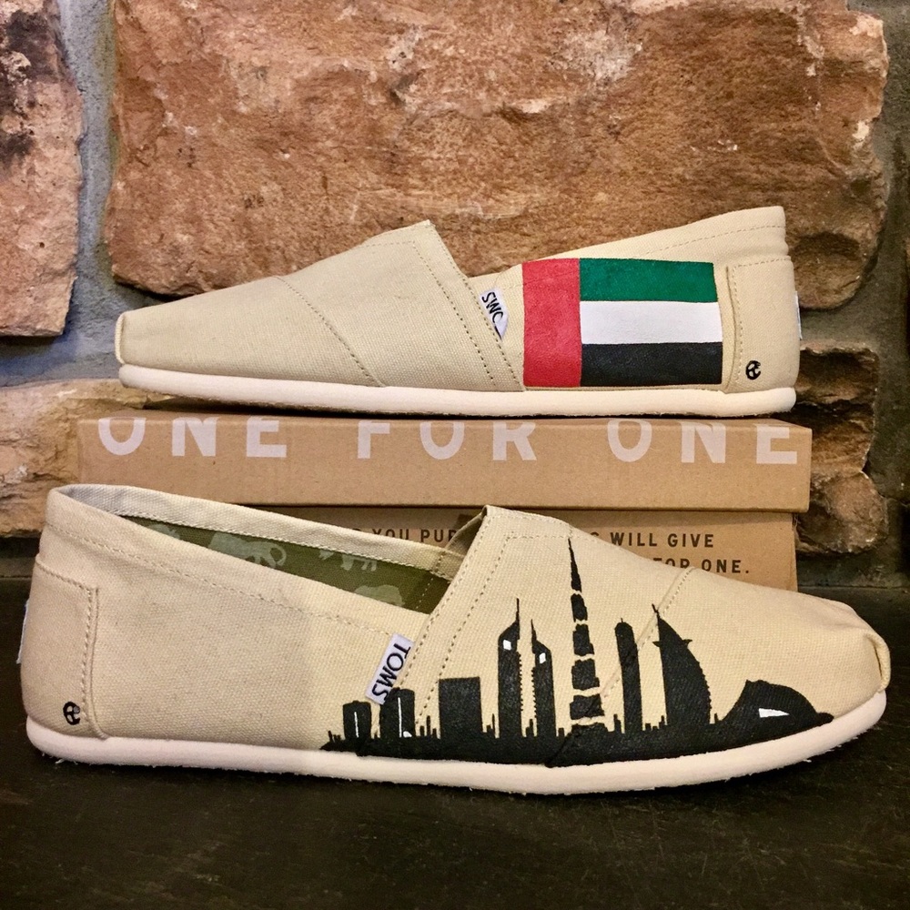 Dubai Skyline custom hand painted TOMS