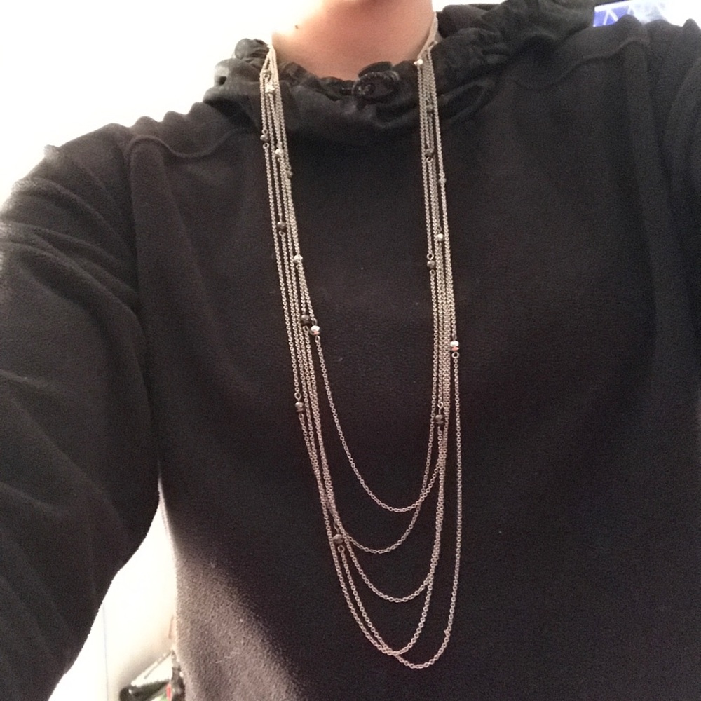 Express necklace, alternating pewter/silver balls