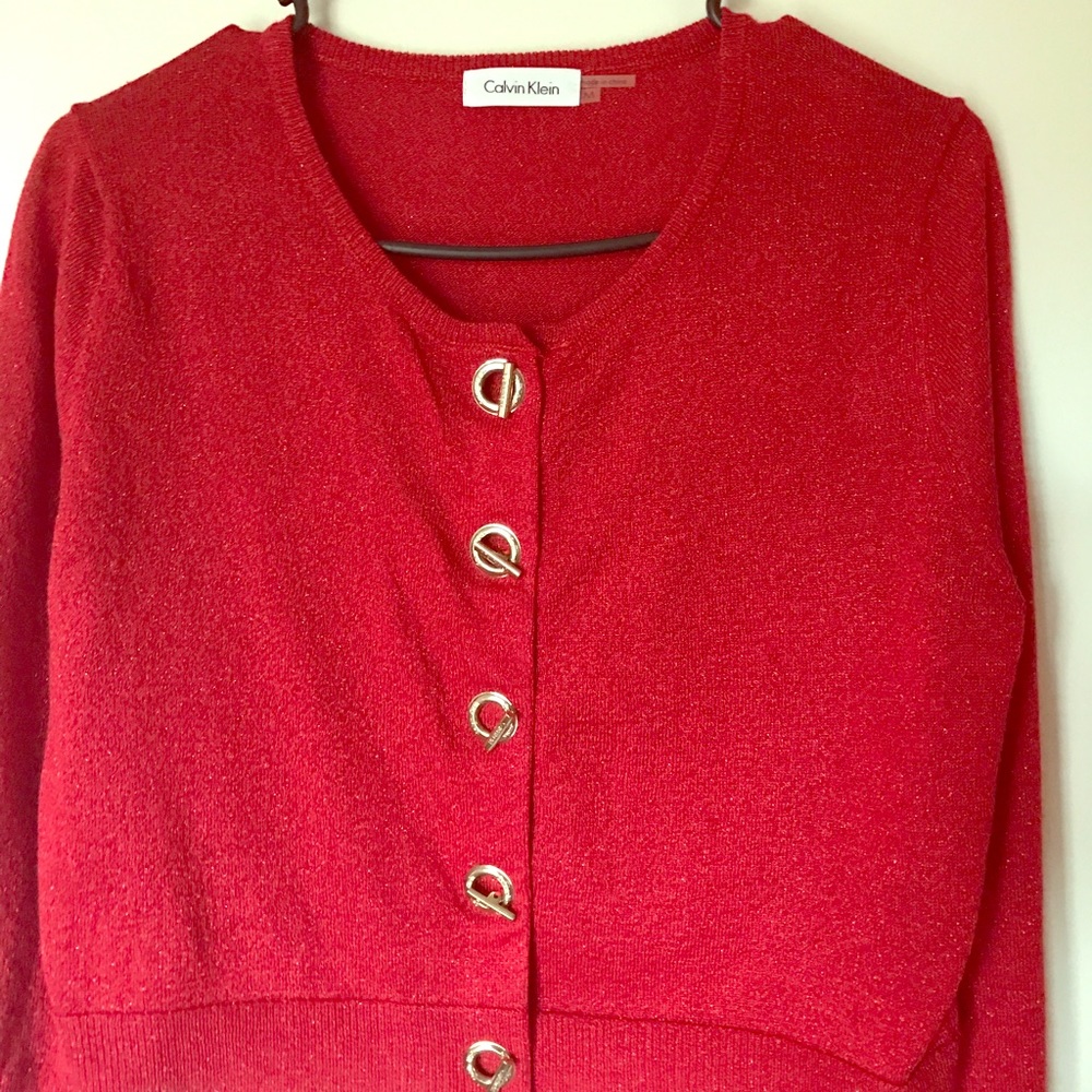 Calvin Klein red cardigan