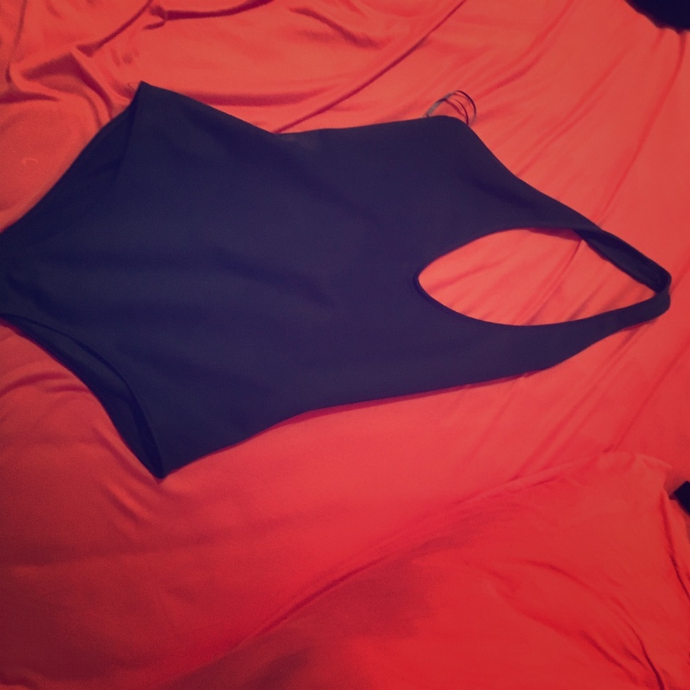 blue low cut halter bodysuit tobi with open back