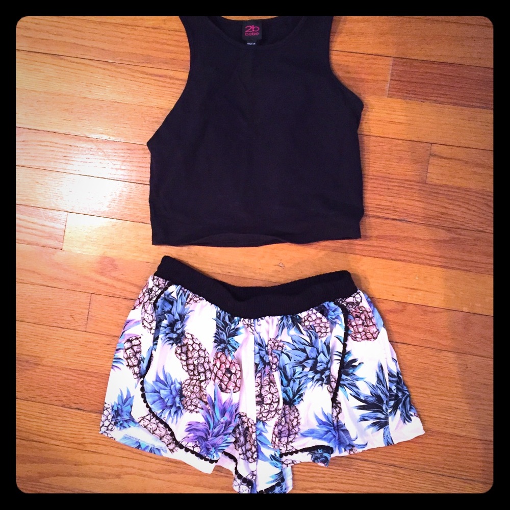 Black and pink Pineapple shorts