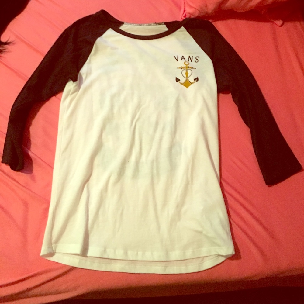 vans 3/4 sleeve shirt with graphic design on back