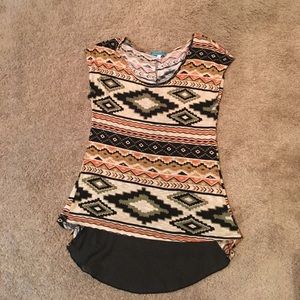 Multicolored tribal print shirt