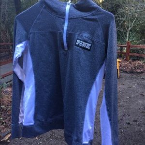 Light gray half zip from pink