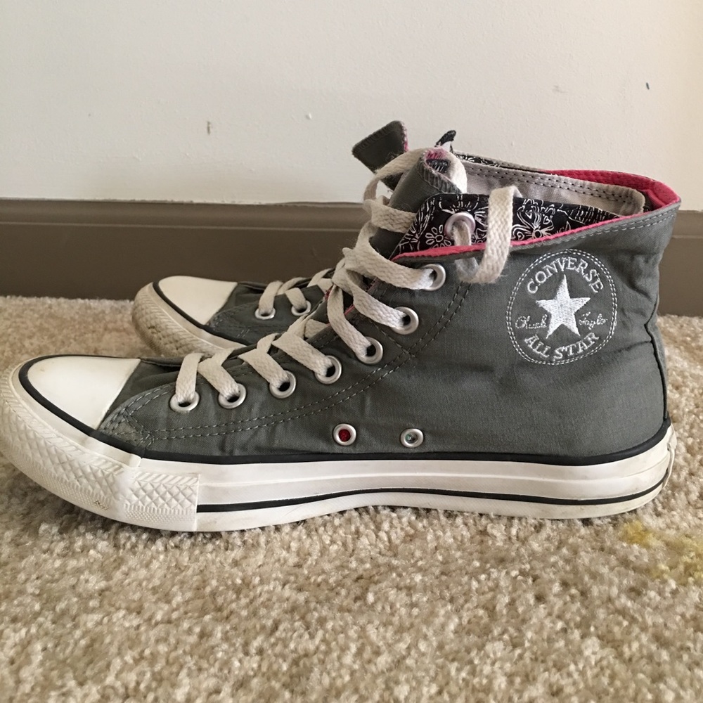 Grey, black, pink chuck Taylor converse