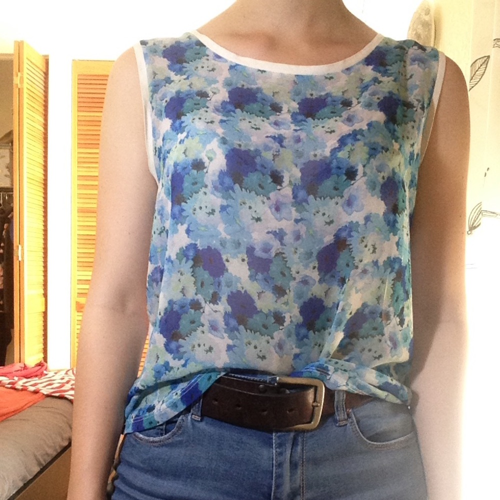 gauzy floral tank top