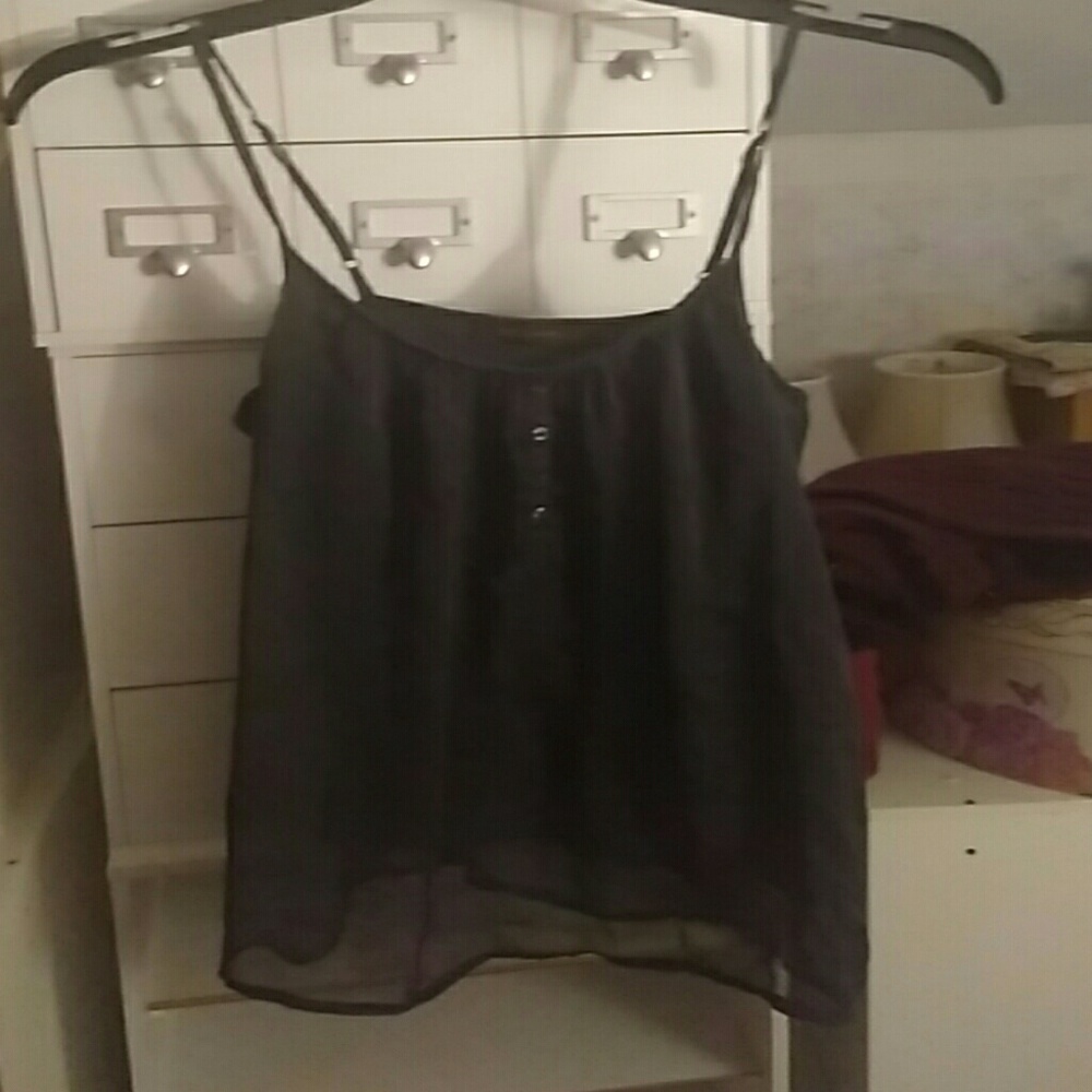 Grey tank top blouse 100% polyester and rayon