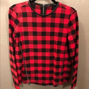 Zara Buffalo Plaid Zippers Top