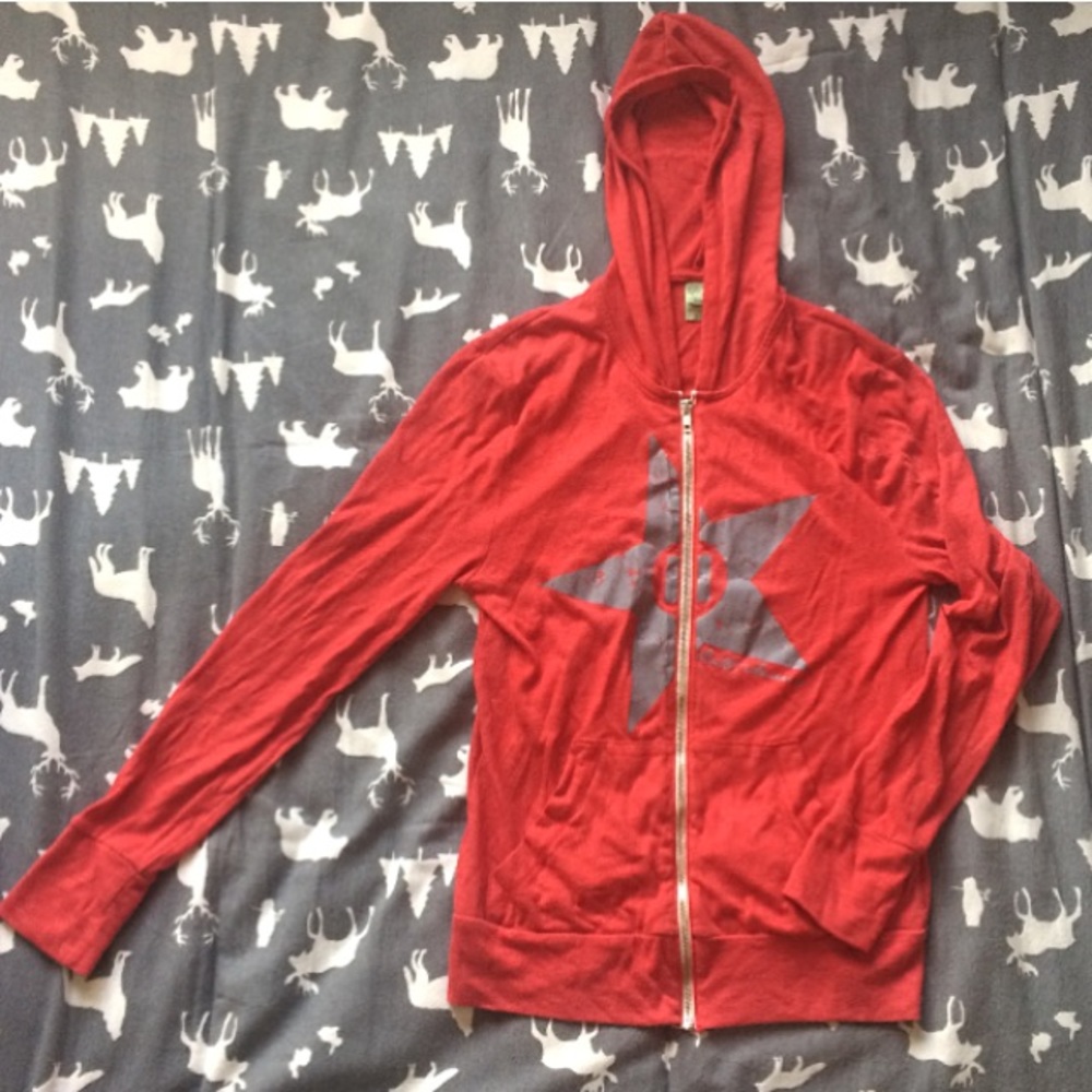 Lightweight red zip hoodie jacket