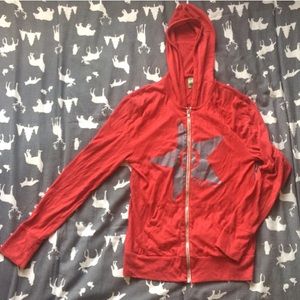 Lightweight red zip hoodie jacket