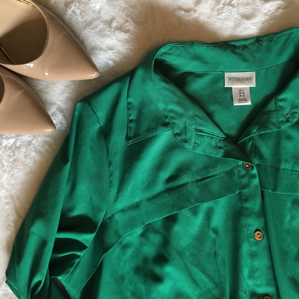 Green Maternity Shirt Dress