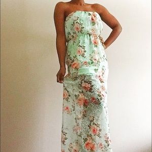 LONG MAXI FLORAL MINT DRESS 👗