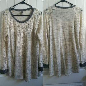 Lace sleeve sweater