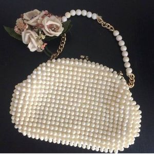 Vintage white beaded bag/ clutch