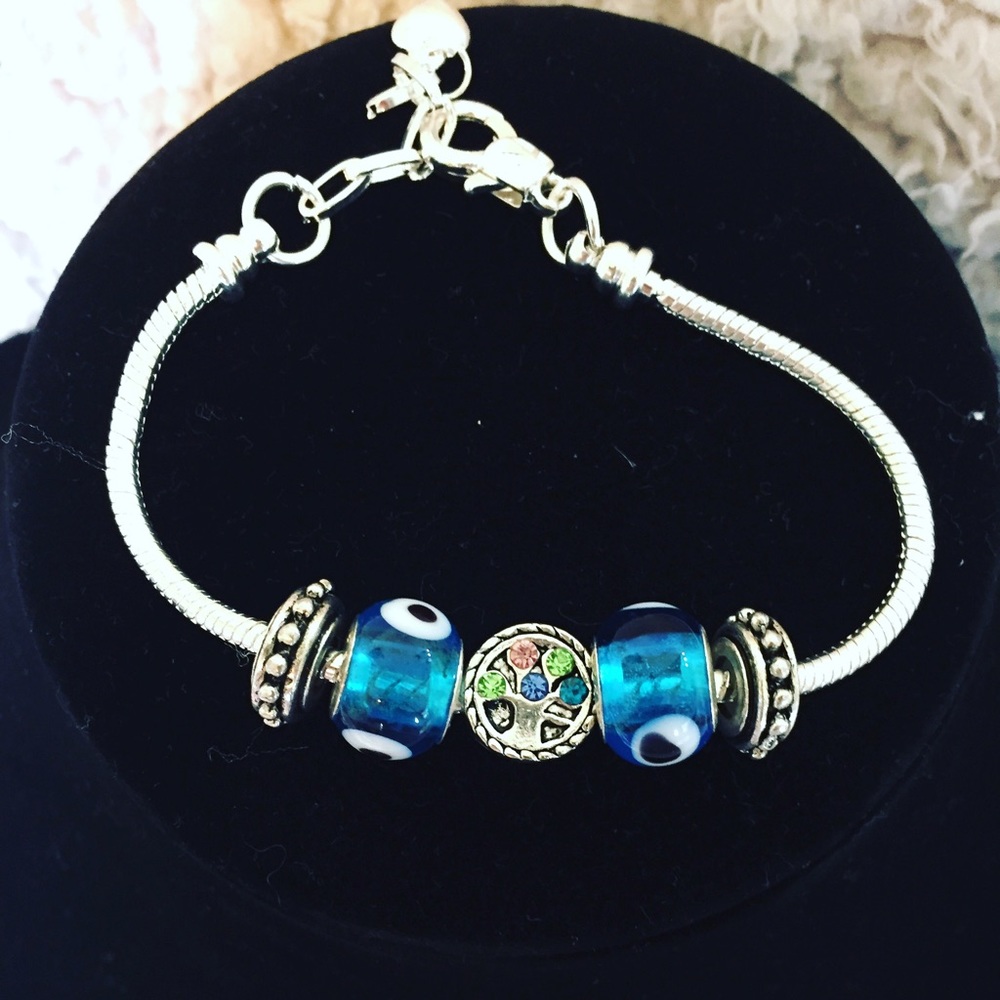 Family tree silver plated bracelet