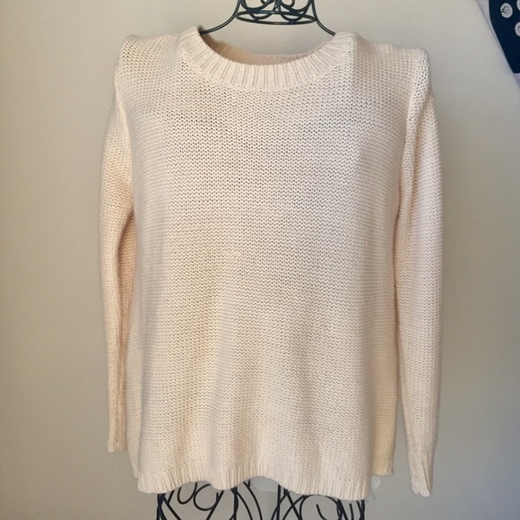 Chiffon Button Back Detail cream sweater - Picture 2 of 2