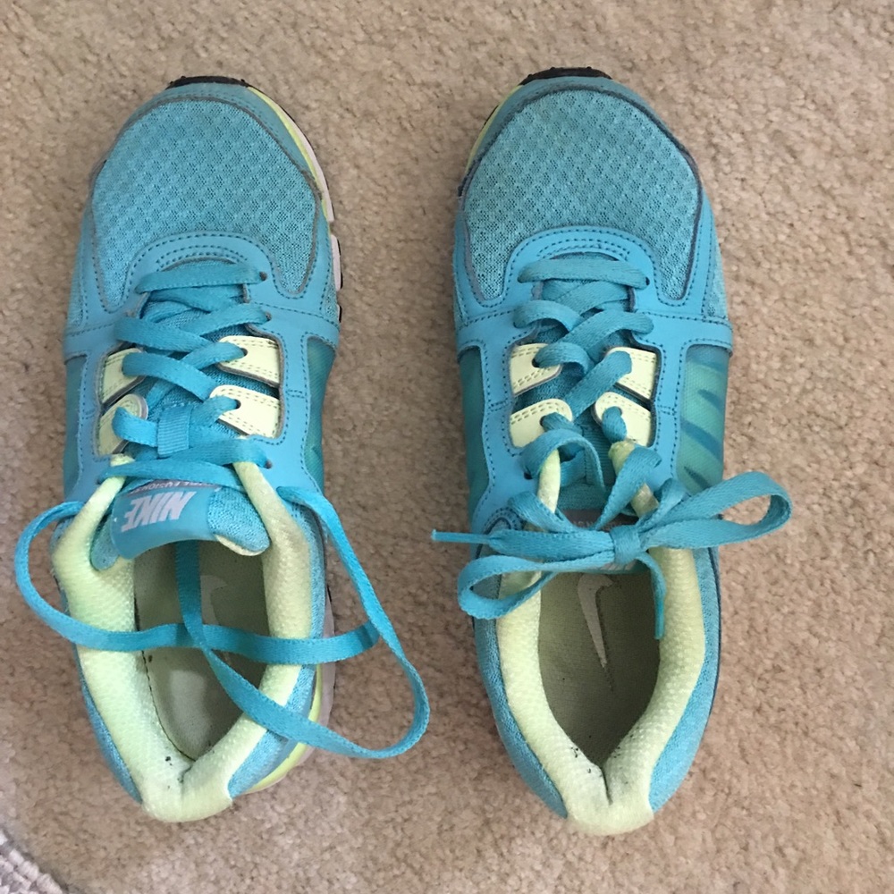 Blue nike running shoes