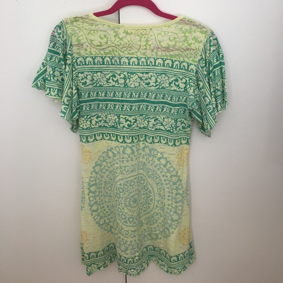 Free People yellow/green dress with flowy sleeves - Picture 2 of 4