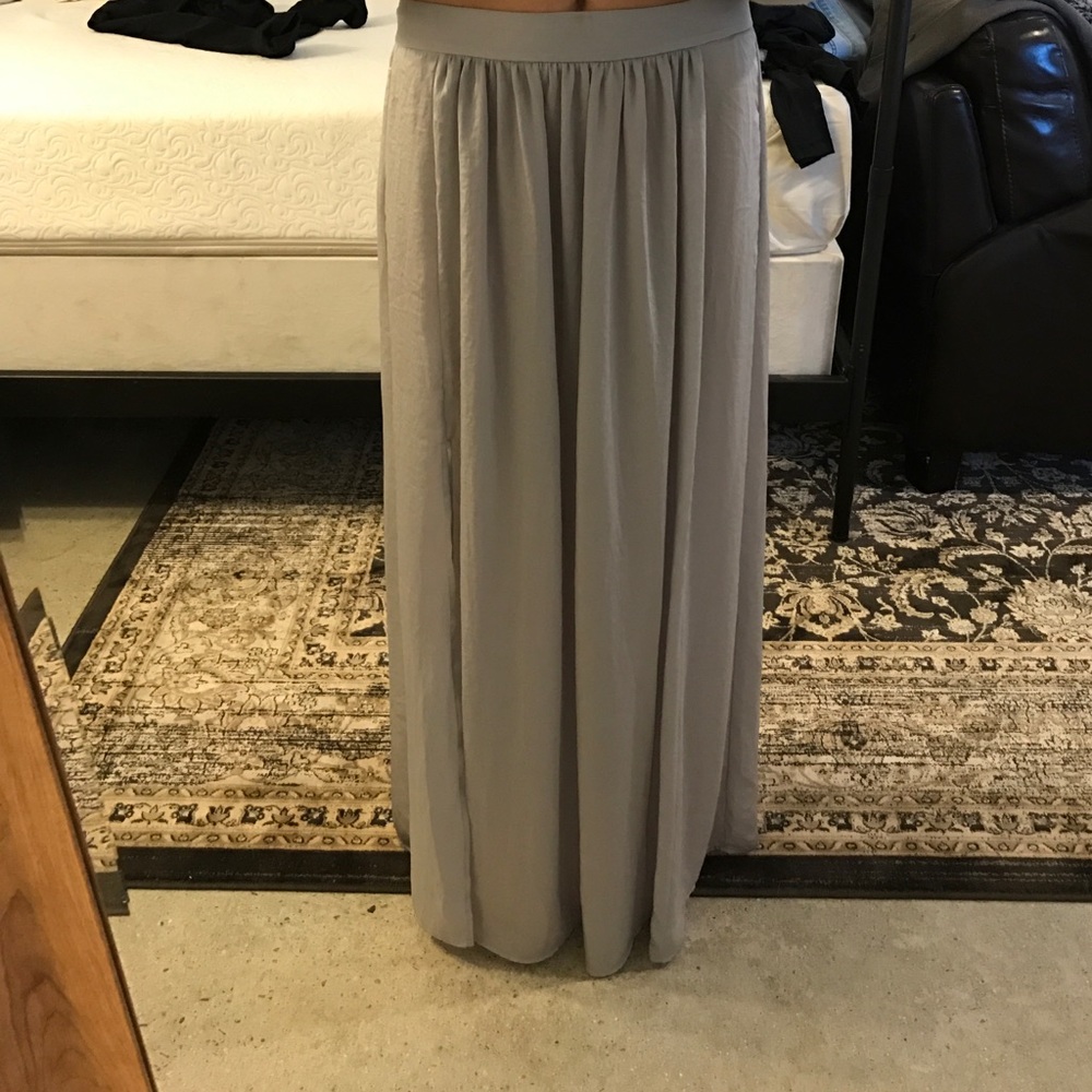 Silk maxi skirt with side slit