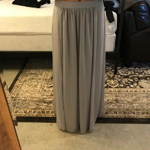 Silk maxi skirt with side slit