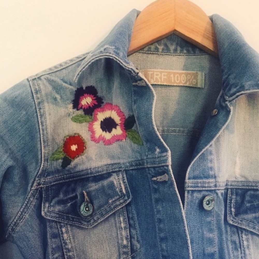 zara TRF embroidered denim jacket