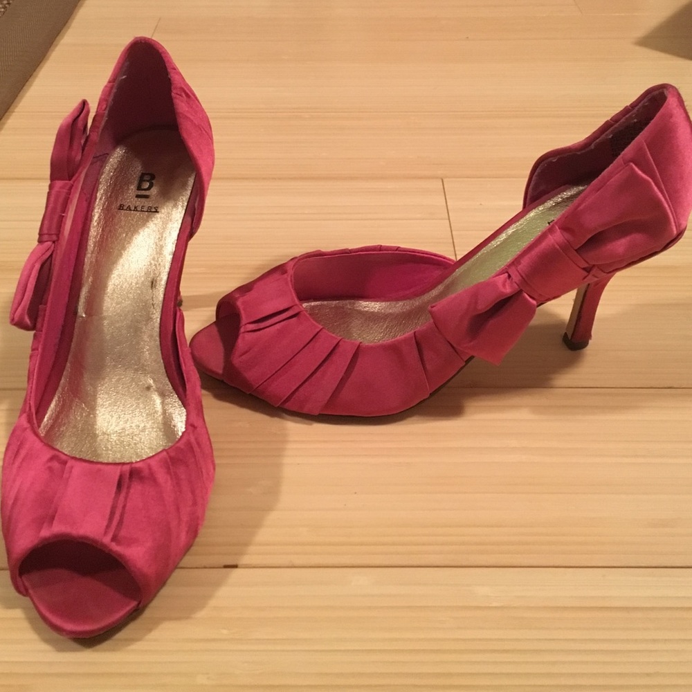 Bakers pink satin heels