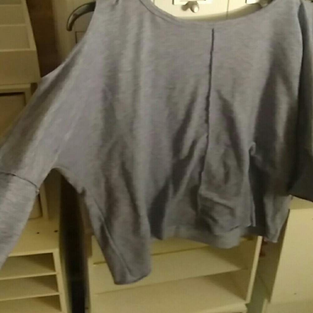 No shoulder light blueish grey long sleeve