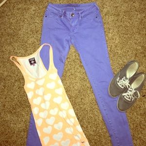 Purple skinny jeans
