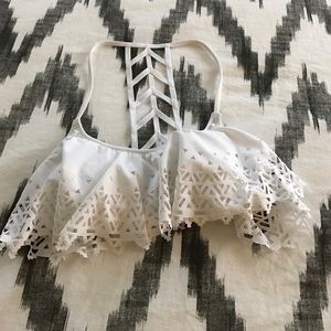 PINK by VS white laser cut bikini top