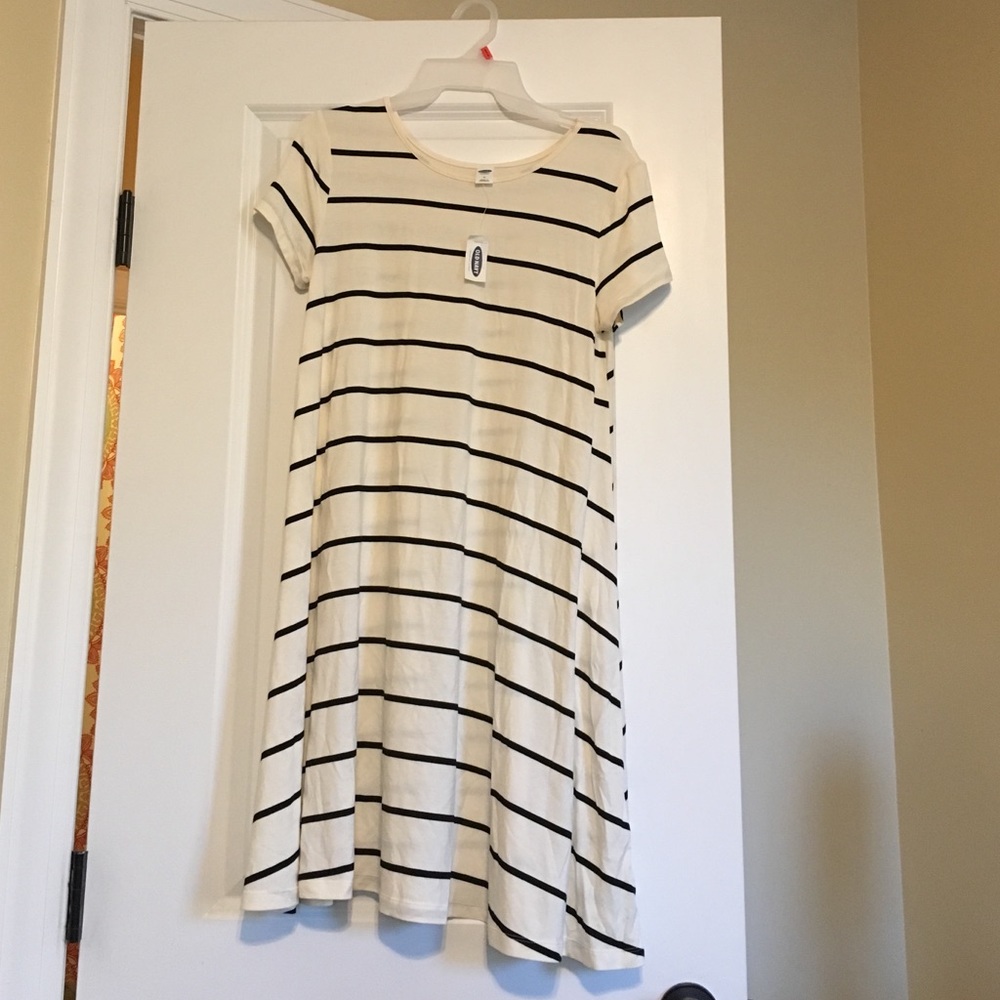 Cream and black striped dress