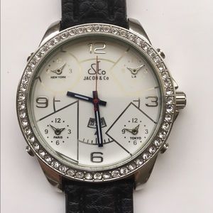 Large watch Embellished stainless &faux diamonds