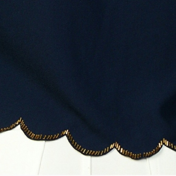 Gold Embellished Collar Navy Top - Picture 3 of 4