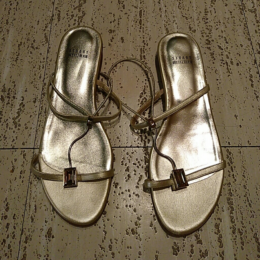 Stuart Weitzman Gold Leather Dress Sandals 8.5