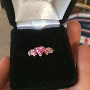 Three stone Heart ring