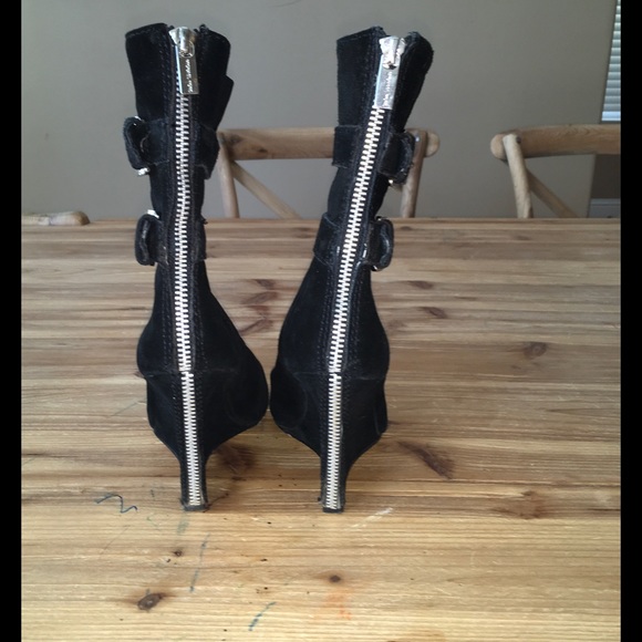 Michael Kors Black Velvet Zipper Wedge Boots - Picture 3 of 5
