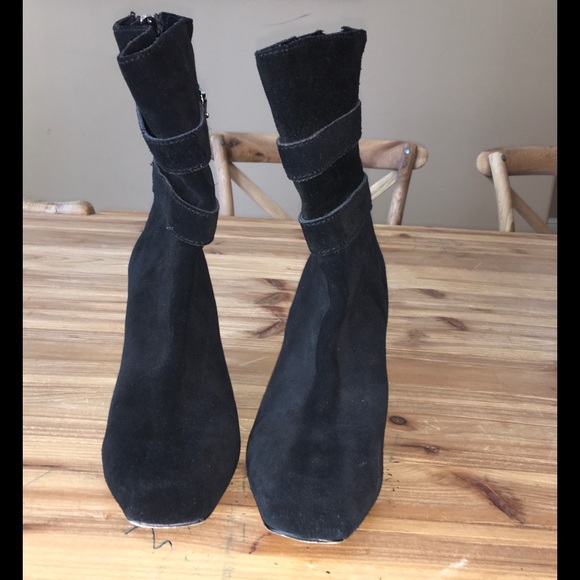 Michael Kors Black Velvet Zipper Wedge Boots - Picture 4 of 5