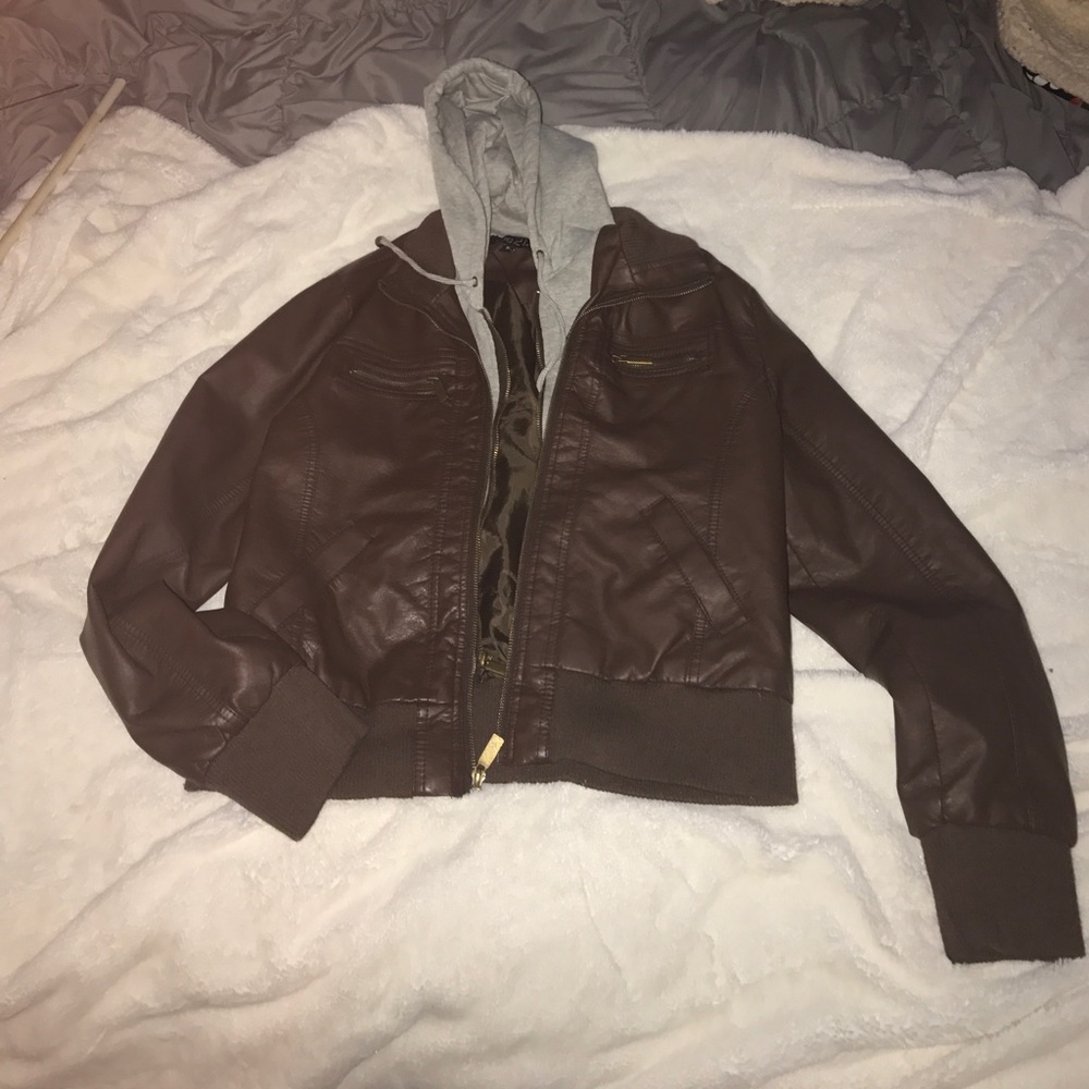 Brown leather jacket