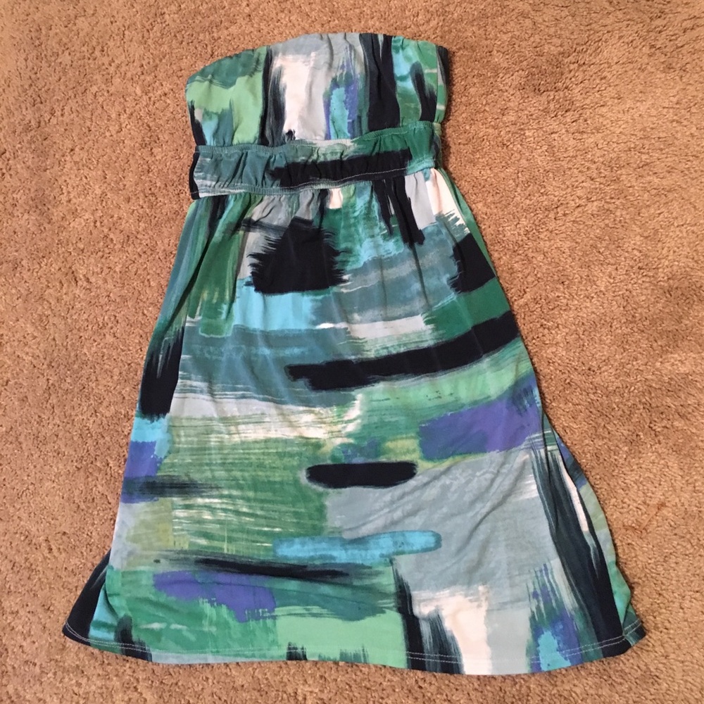 Blue and green mermaid strapless dress