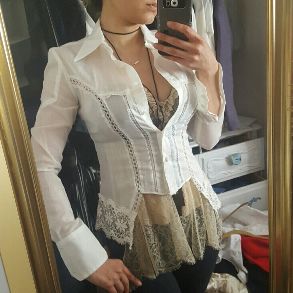 Foley lace and muslin blouse