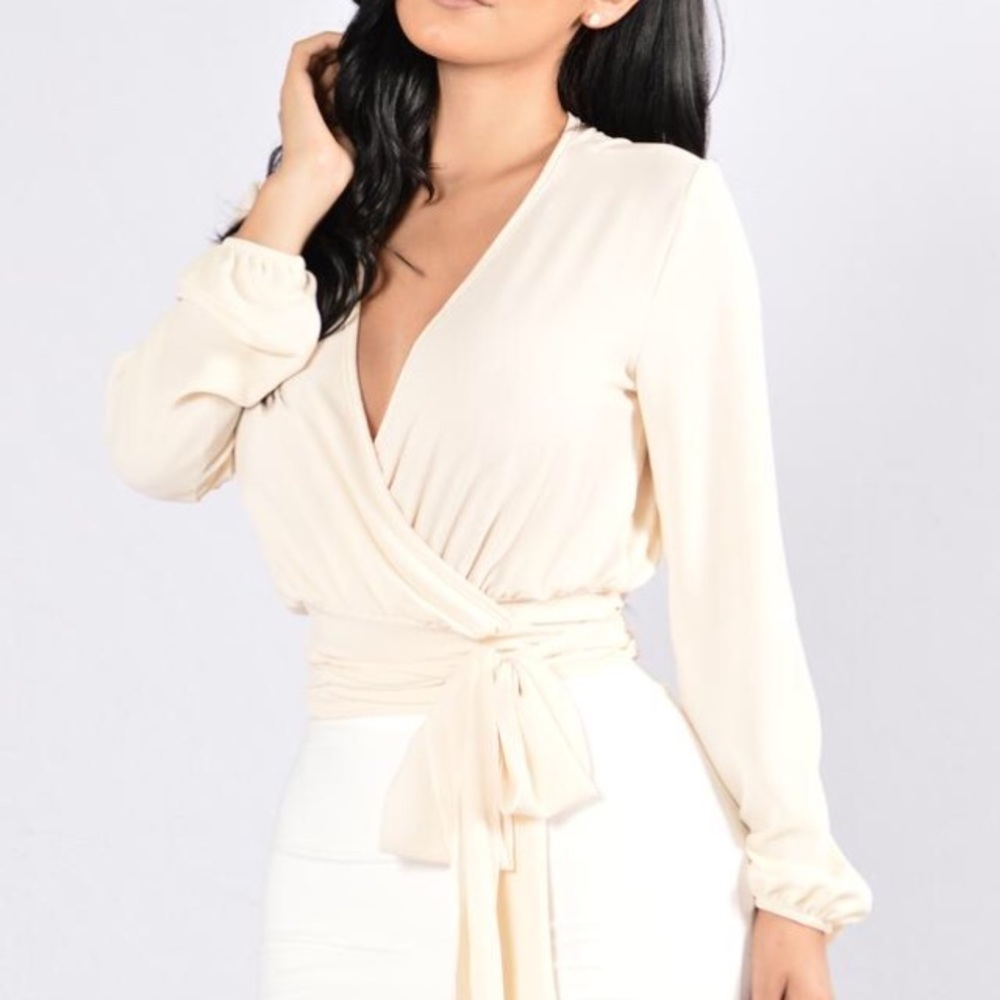 Fashion Nova White Wrap Shirt