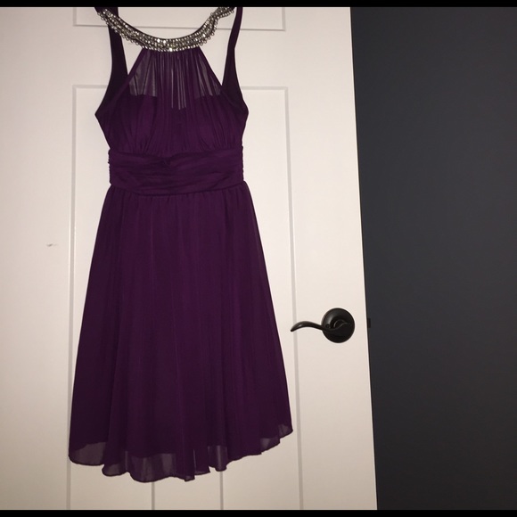 Purple Dress with beads around neckline - Picture 1 of 5