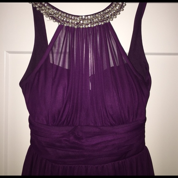 Purple Dress with beads around neckline - Picture 2 of 5