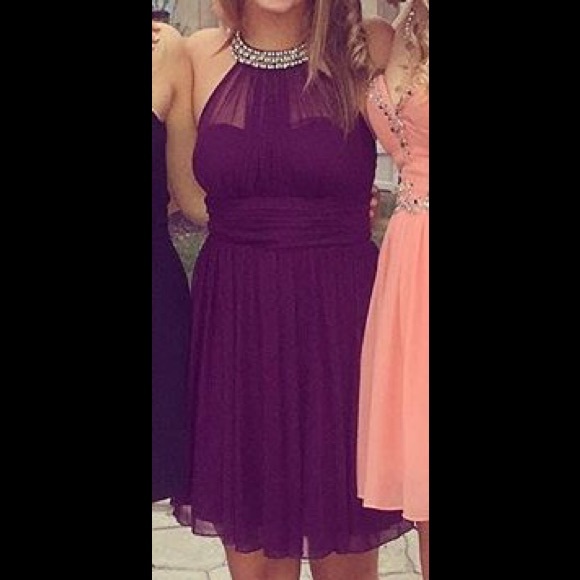 Purple Dress with beads around neckline - Picture 5 of 5